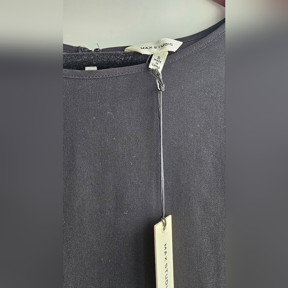 Max Studio Sheer Sleeve Black Dress size S M - Picture 4 of 7